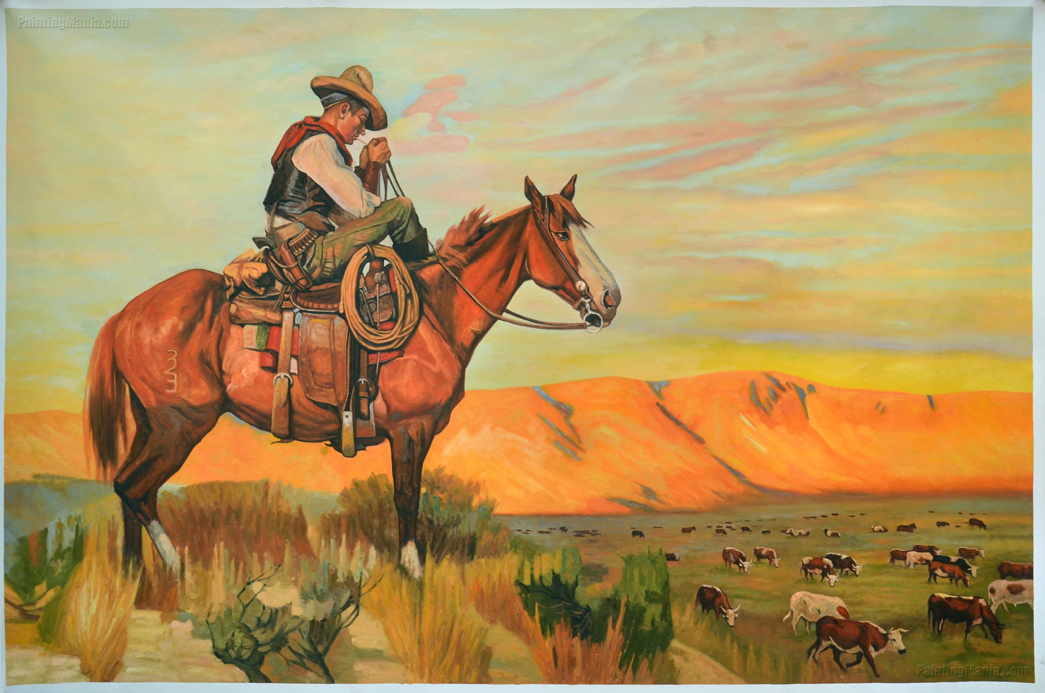 cowboy-rancher-on-horse-cattle-philip-goodwin-paintings