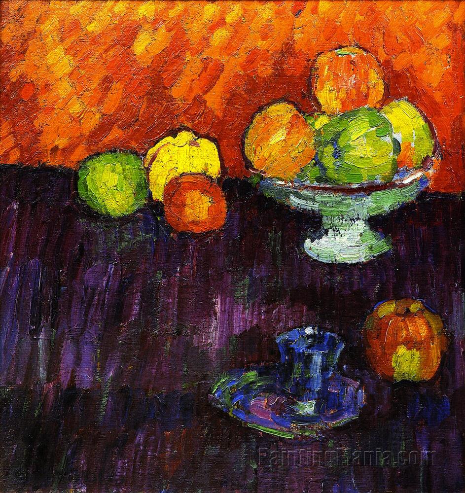 Still Life with Apples and Blue Cup