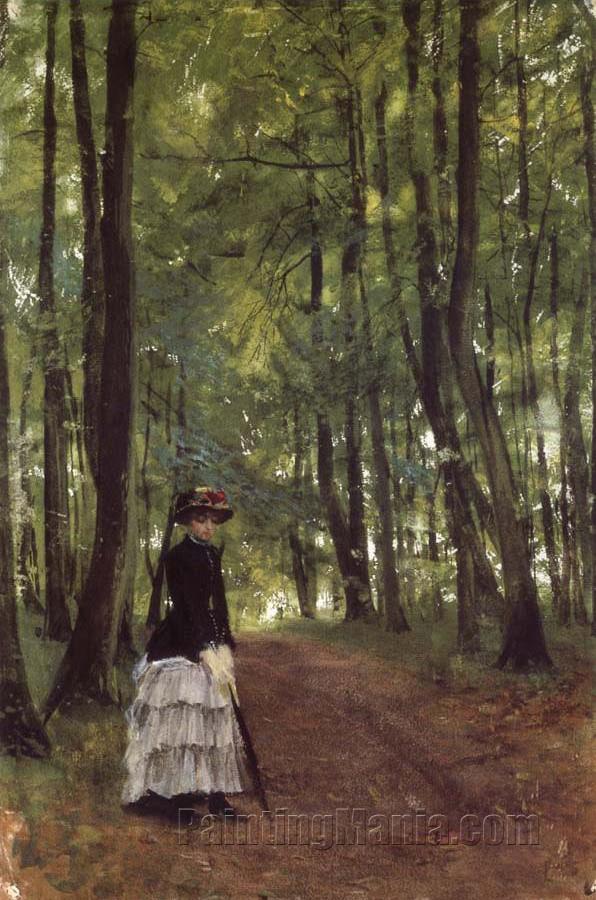 Untitled 16 (A Young Woman Walking through Woodland)