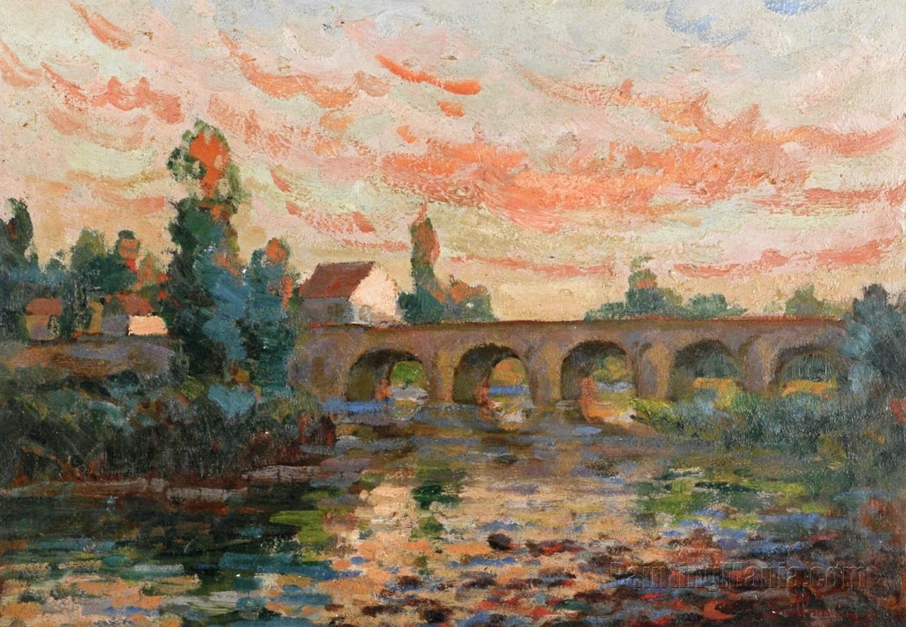 Bridge at Sunset - Armand Guillaumin Paintings