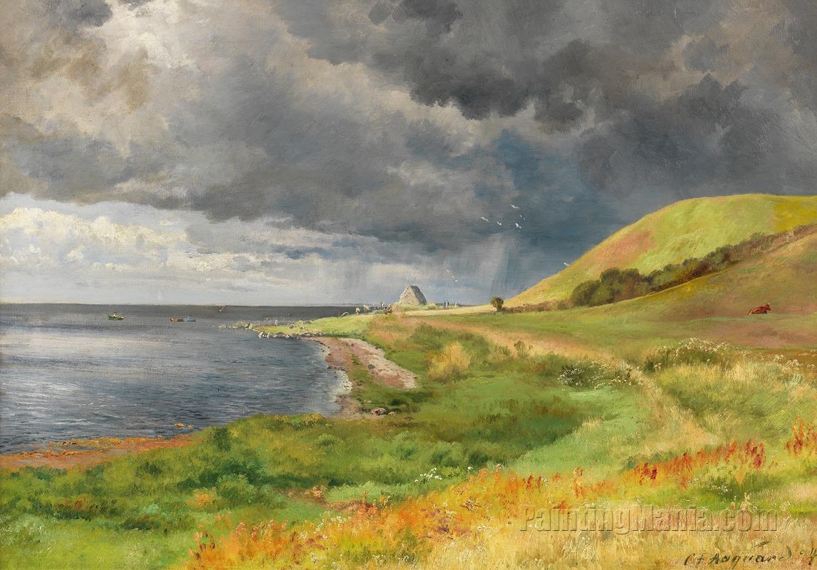 Danish Coastal Landscape in Rainy Weather