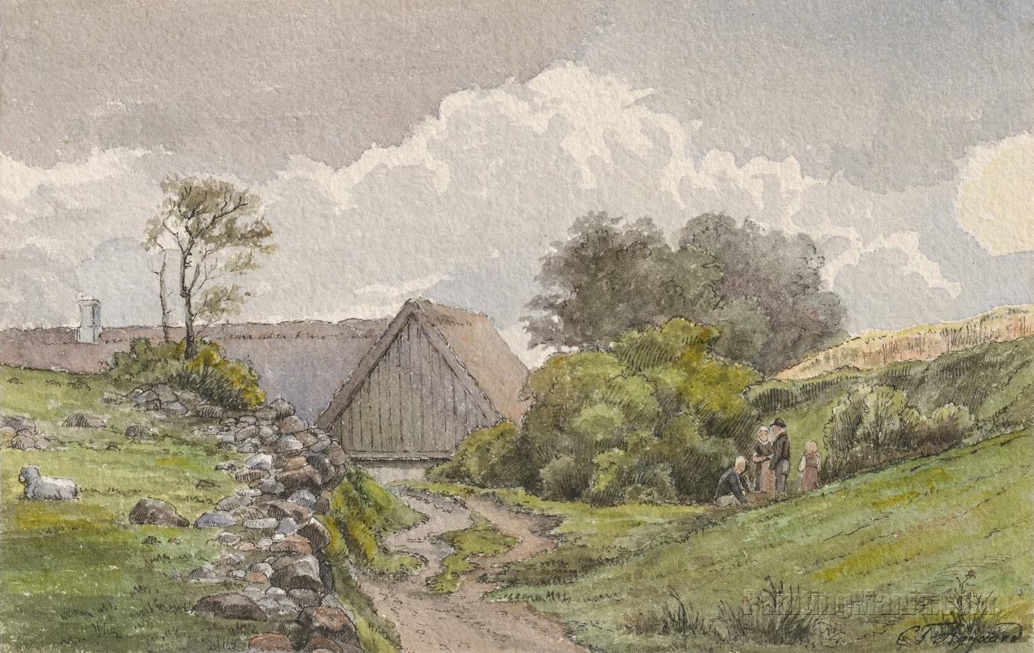 Danish Country Farm in the Approaching Rain