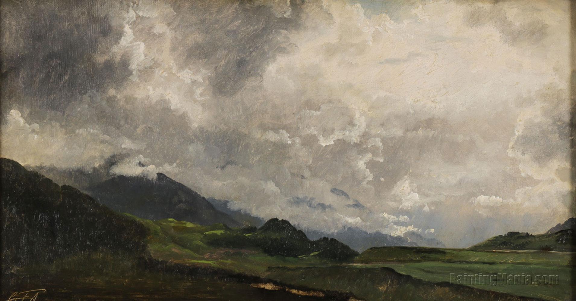 Expansive Landscape with Approaching Storm