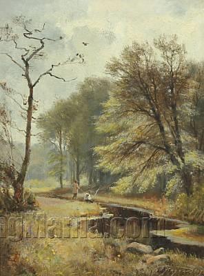 Spring with Anglers by a Stream