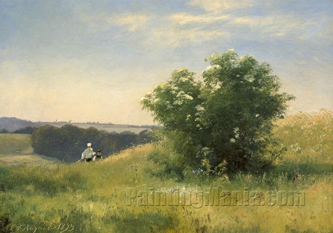 Spring Landscape with Elderflower Bush