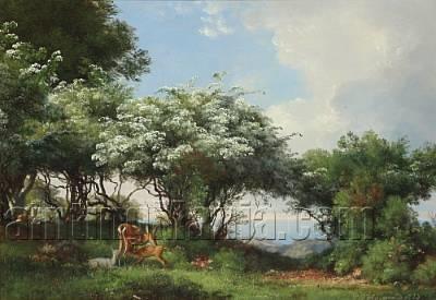 Summer Landscape with Deer