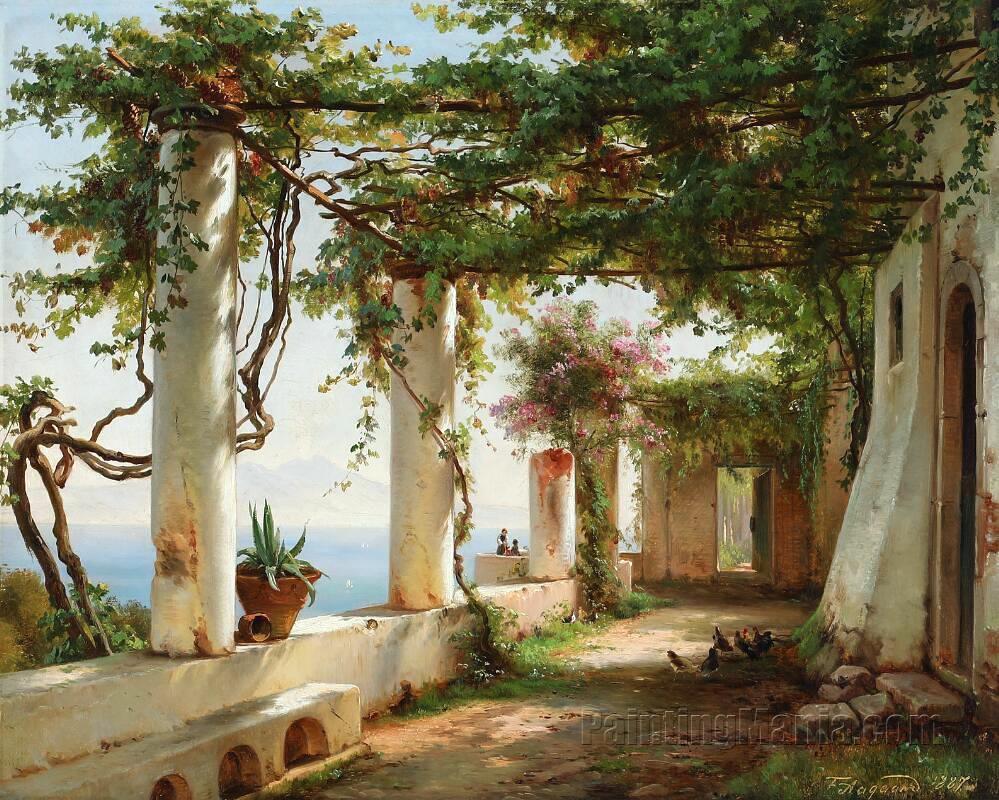 View from a Flowery Pergola towards Mount Vesuvius