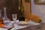 Still Life with Bottle. Carafe. Bread and Wine