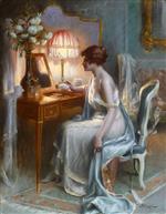 Young Woman in Front of the Fireplace - Delphin Enjolras Paintings