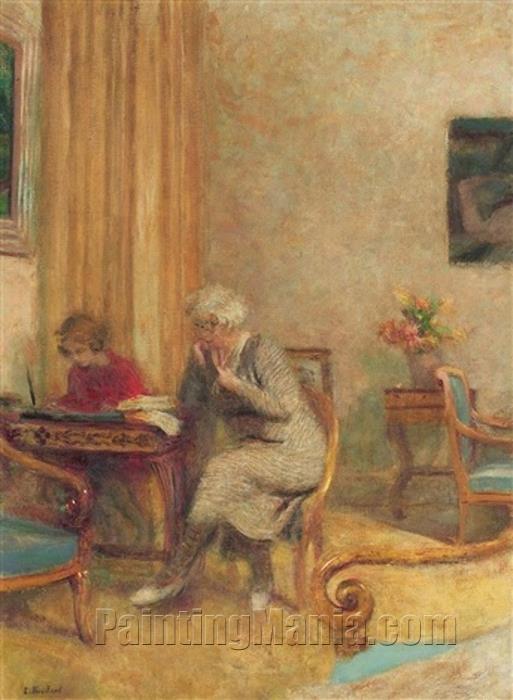 Madame Hessel et Lulu dans le petit salon des Clayes