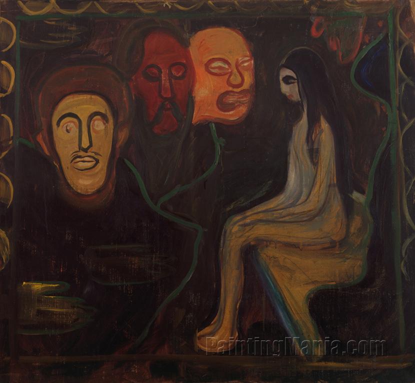 Girl and Three Men's Heads