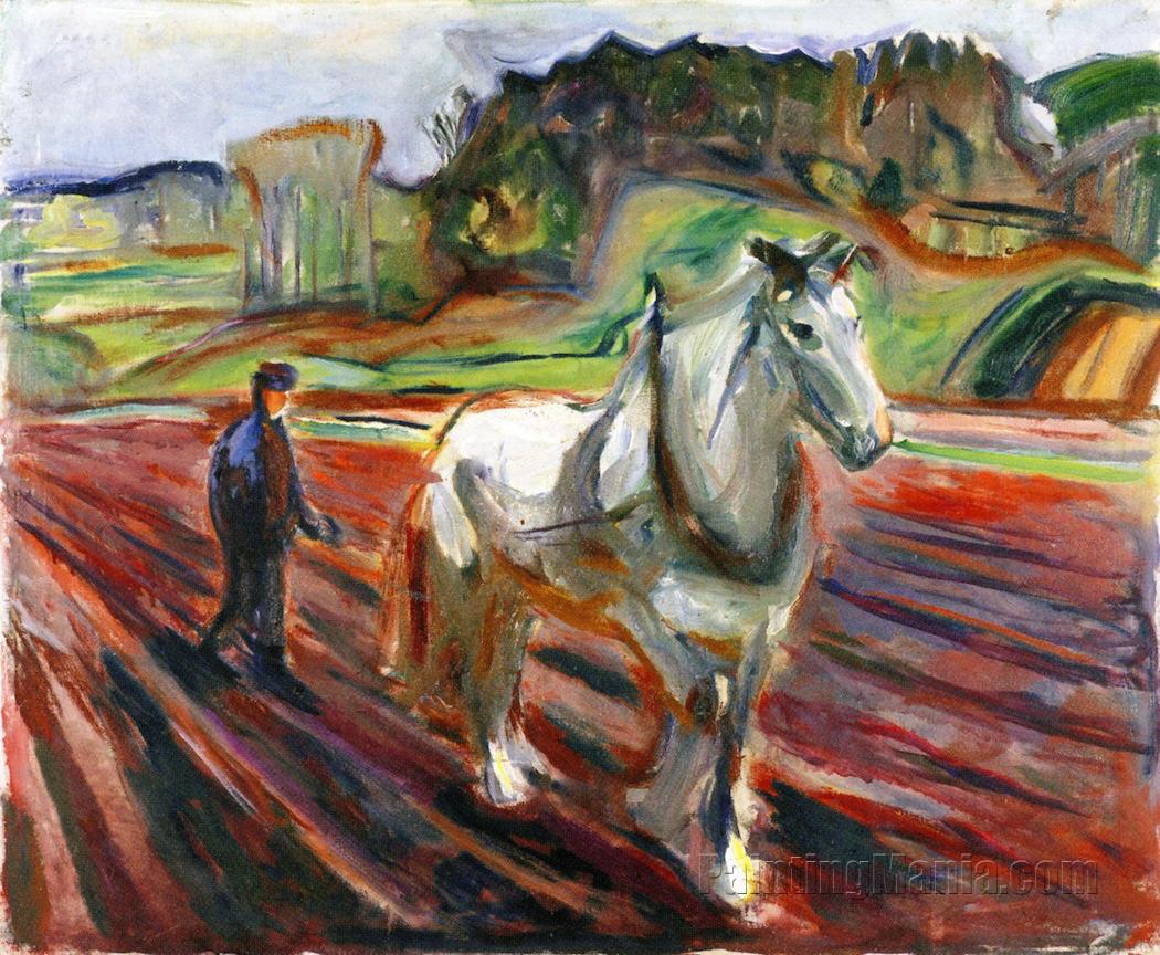 Man Plowing with a White Horse 1919-1920