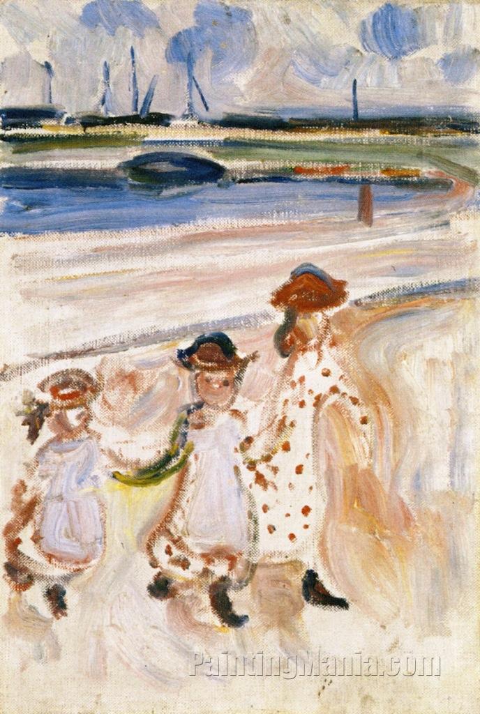 Three Small Girls on the Beach