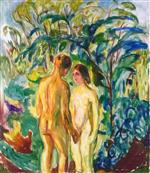 Naked man and Woman in the Woods