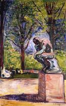 Rodin's The Thinker in Dr. Linde's Garden