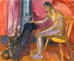 Seated Naked Man with Dog