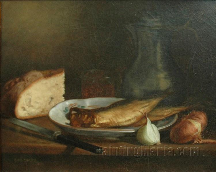 Still Life with Fish Bread and Onions