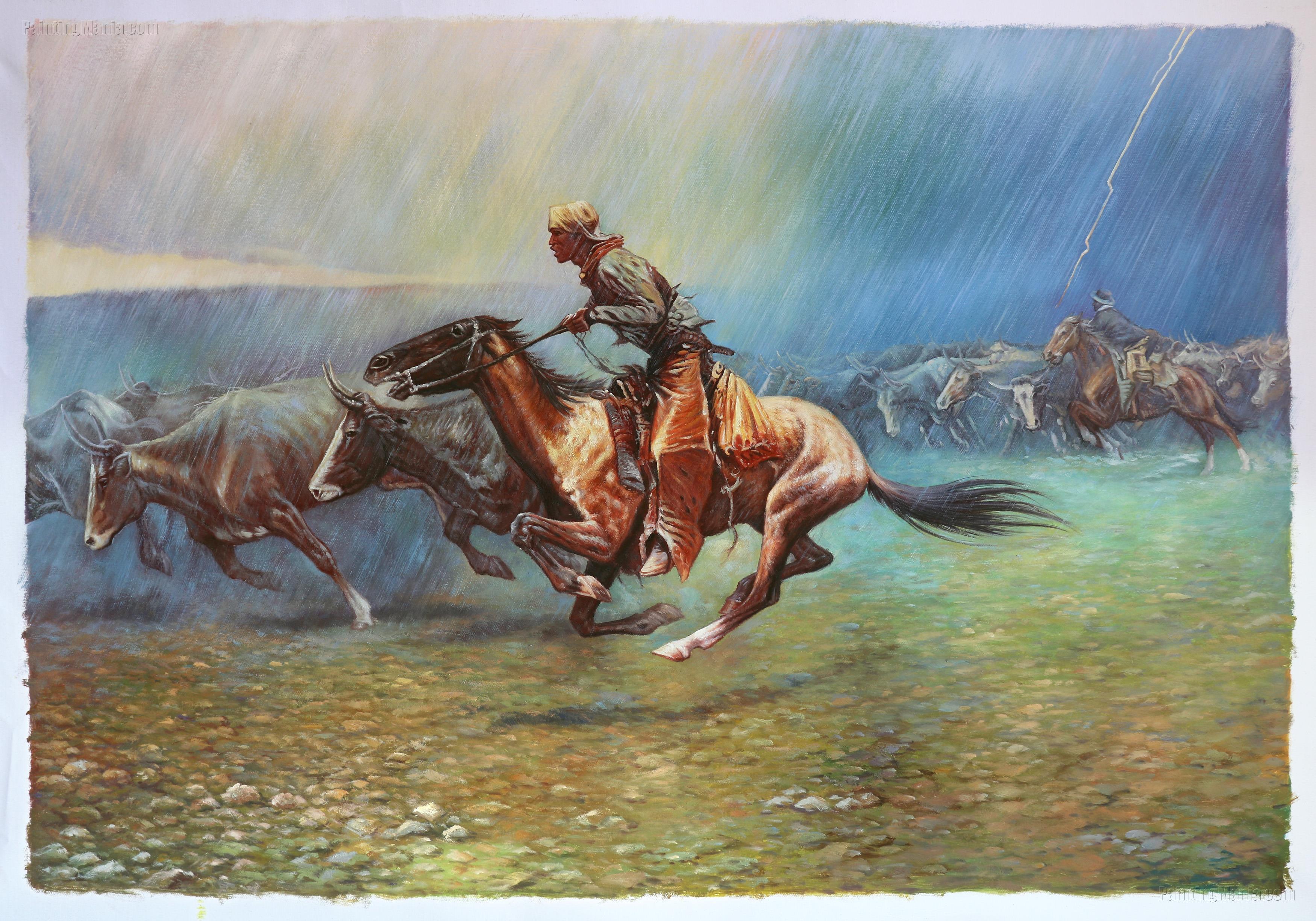 The Stampede Frederic Remington Paintings   Stampede 181 31698 