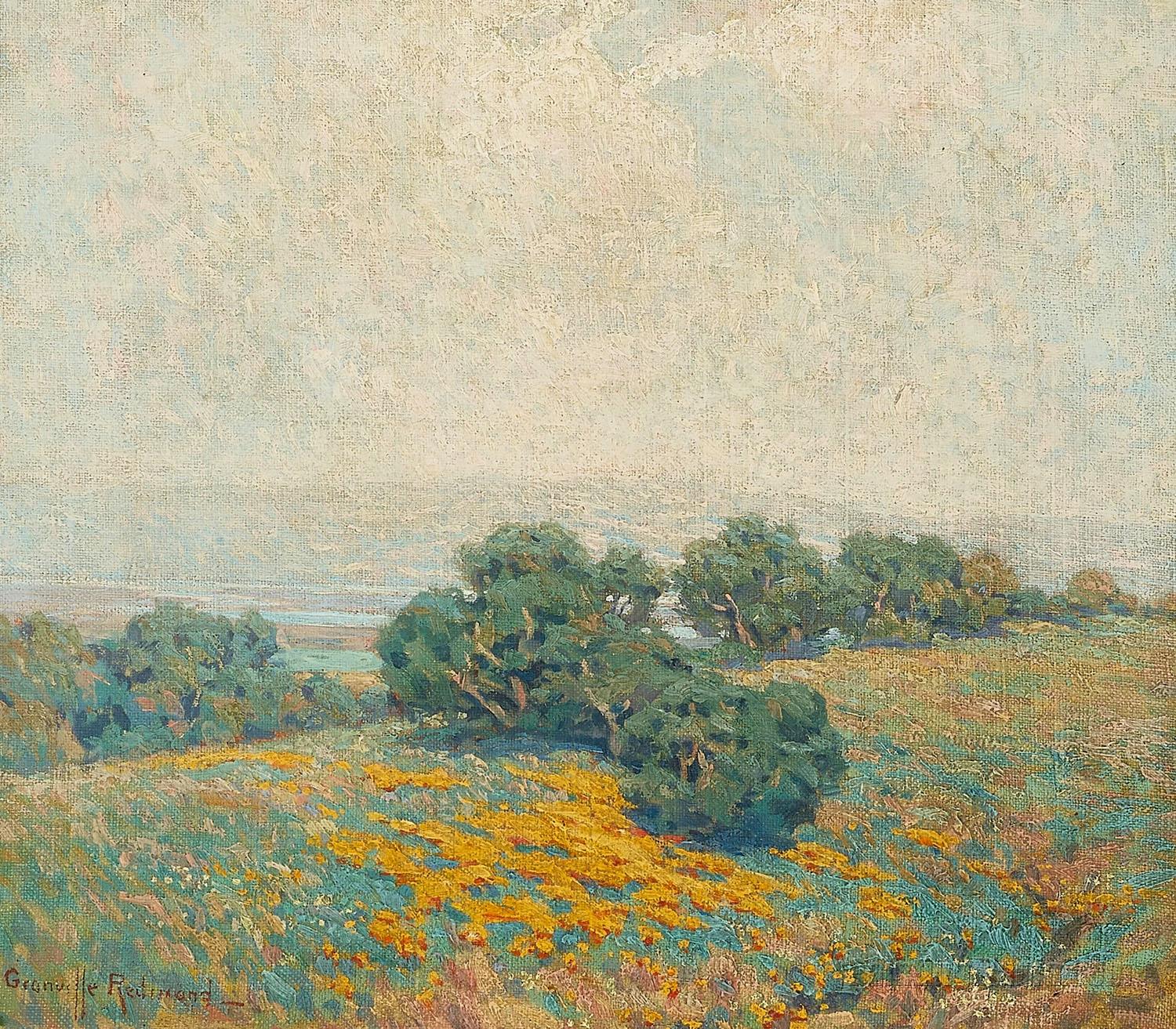 The Bay Beyond a Hillside of Poppies