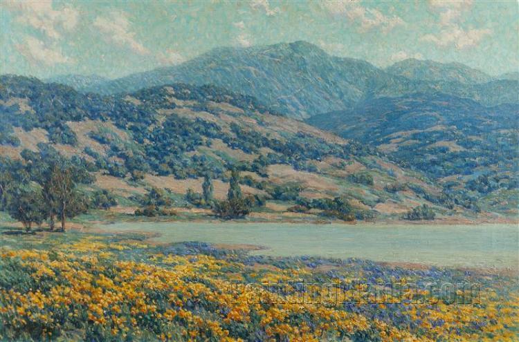 California Landscape with Poppies