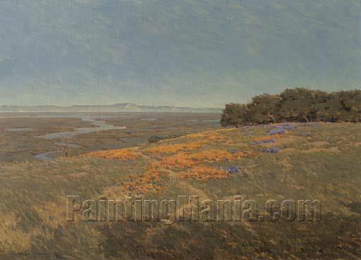 California Landscape with Poppies and Lupine