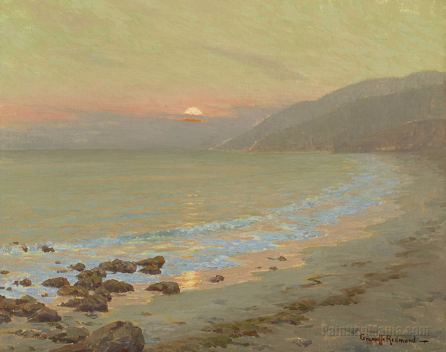 Coastal Scene at Sunset (Golden Dusk)