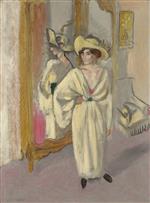 Woman in White Standing in Front of a Mirror