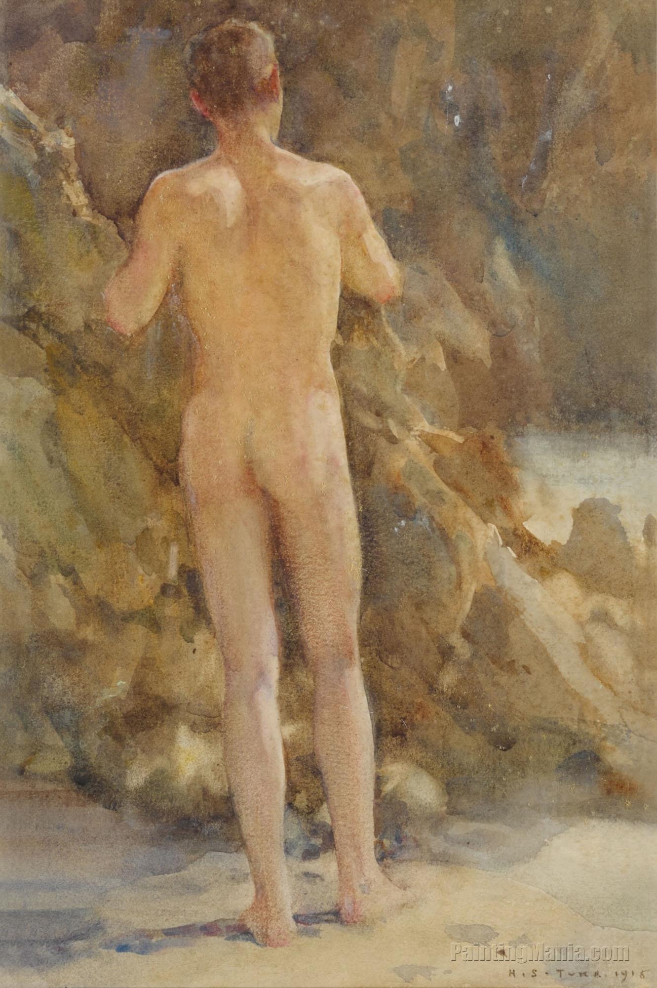 Male Nude by the Sea