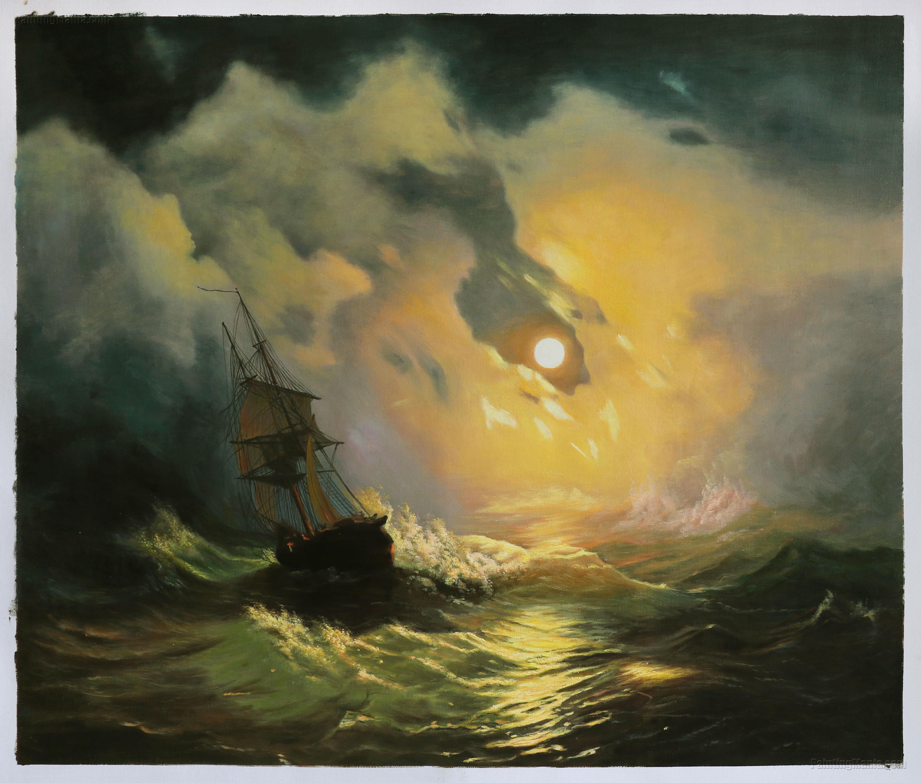 Tempest on the Sea at Night - Ivan Aivazovsky Paintings
