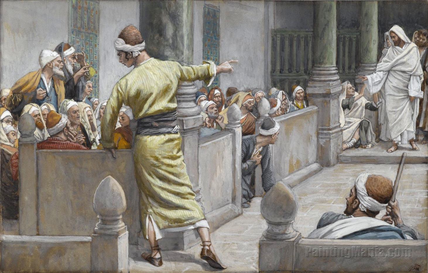 The Healed Blind Man Tells His Story to the Jews James Tissot