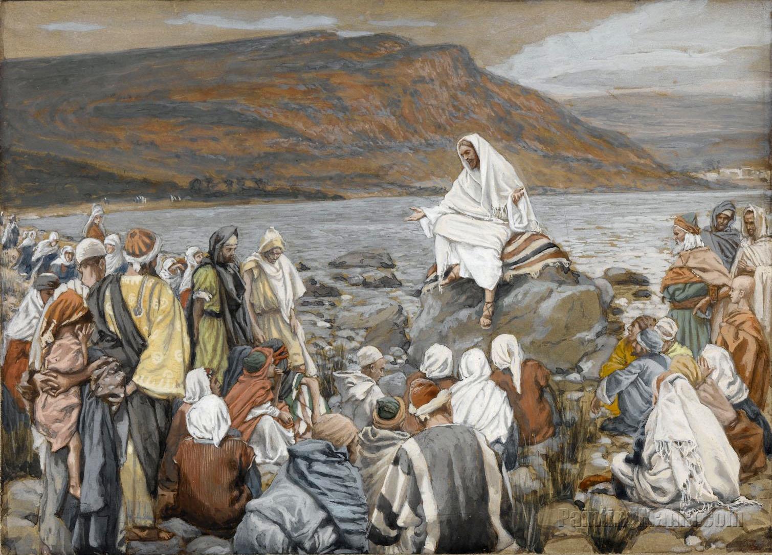 Jesus Teaches the People by the Sea James Tissot Paintings