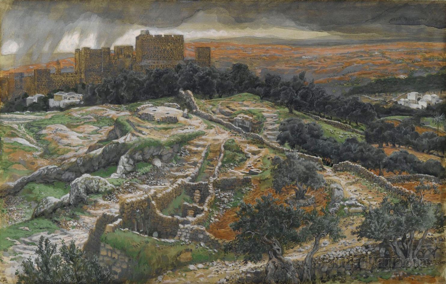 Reconstruction of Golgotha and the Holy Sepulchre, Seen from the Walls of the Judicial Gate (Calvary