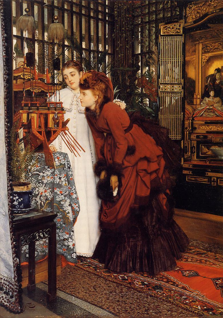 Young Women Looking at Japanese Objects 1869 James Tissot Paintings