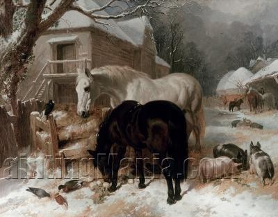 Farmyard Scene in Winter