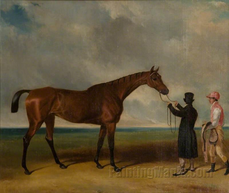 'Fleur de Lys' Held by a Trainer on a Racecourse