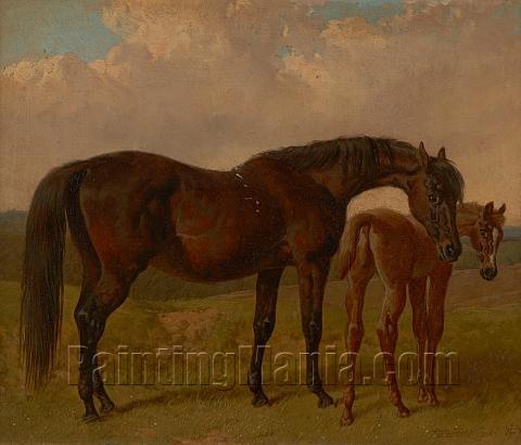 Mare and Foal in a Landscape 1854