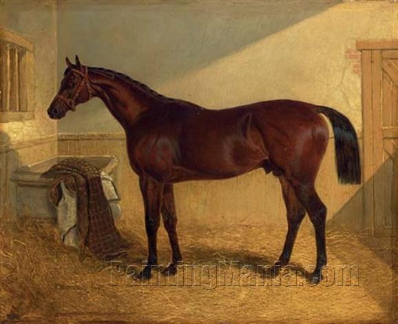 Mr. Richard Watt's "Rockingham", winner of the 1833 St. Leger, in a stable