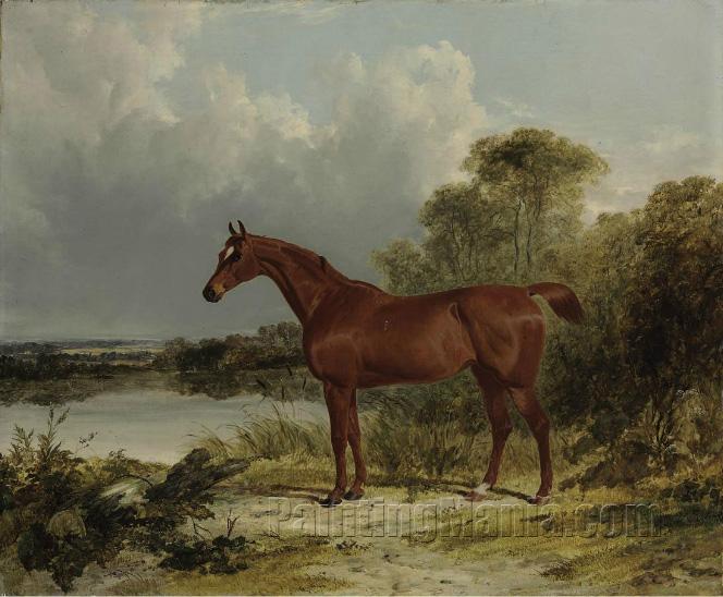 Sir William Earle's Chestnut Hunter in a Landscape