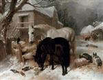 Farmyard Scene in Winter