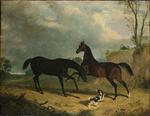 Hunters and a Spaniel in a Wooded Landscape