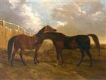 Languish and Pantaloon Two Horses in Landscape