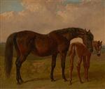 Mare and Foal in a Landscape 1854