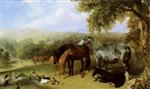 Mares and Foals in a Landscape