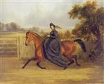 Portrait of Lady Cecilia Rushout on a horse near Sezincote