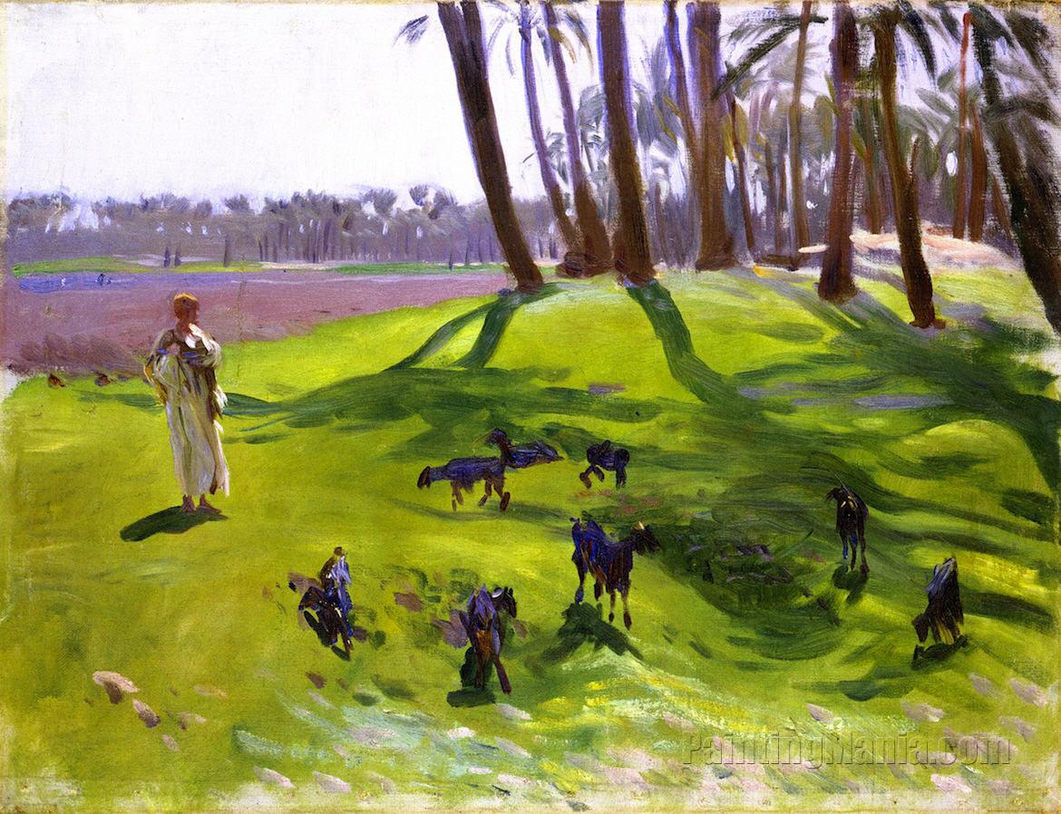 Landscape with Goatherd (Woman Goatherd)