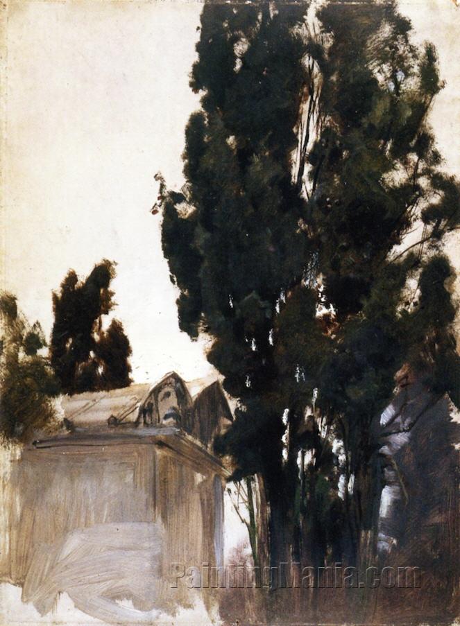 Landscape with Mausoleum and Trees