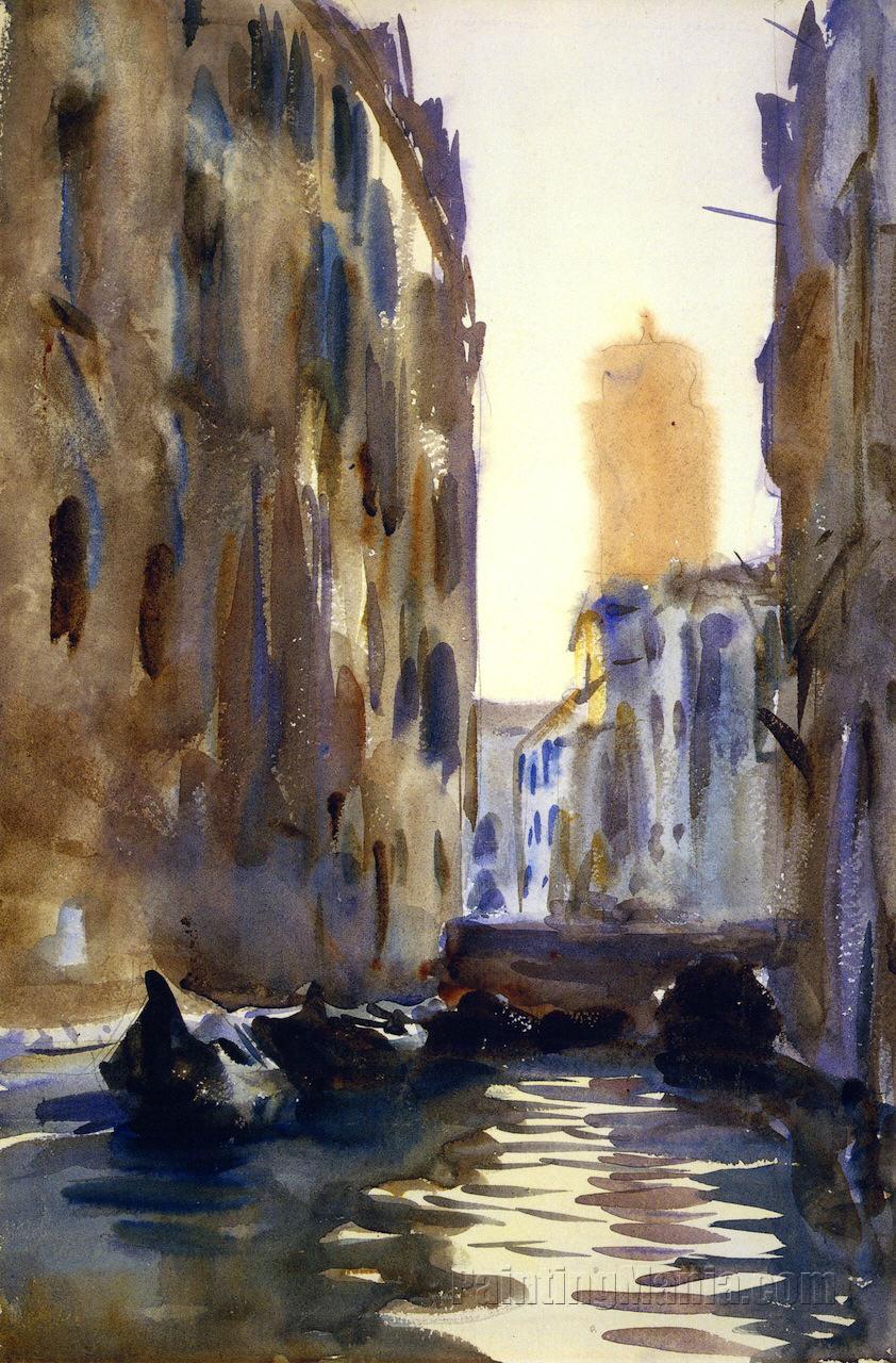 Rio Amalteo with the Campanile of the Frari in the Distance (The Narrow Canal, Venice)