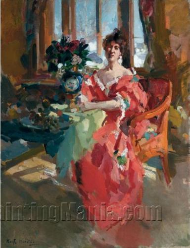 Lady in Red Dress Painting