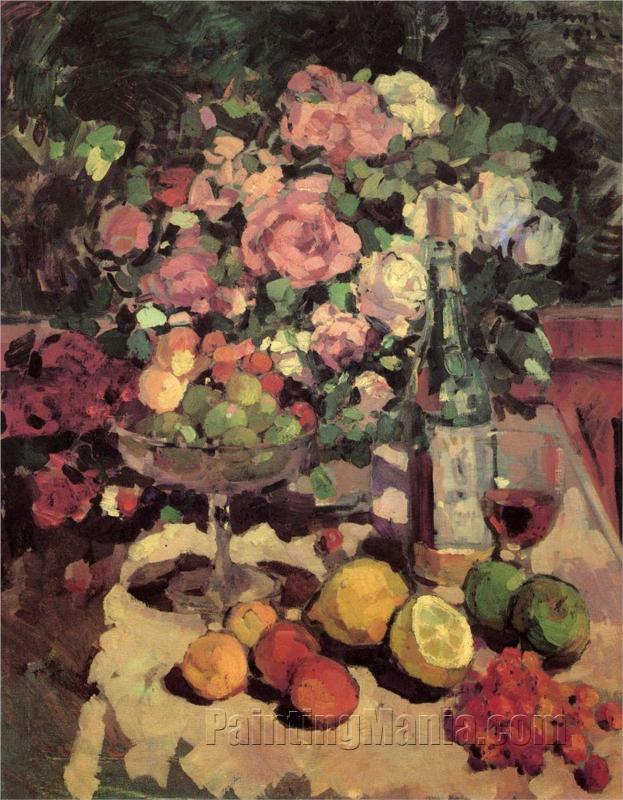 Roses, Fruit, Wine