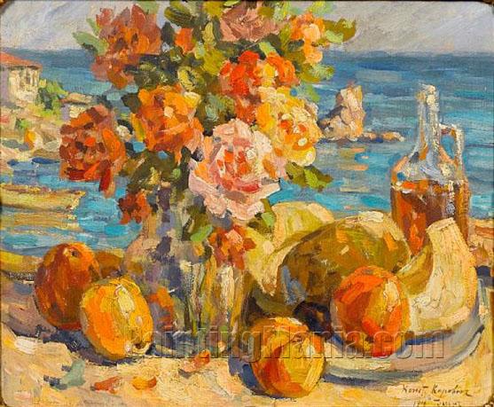 Still Life with Brightly-coloured Roses